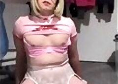 Sissy Holly riding BBC dildo