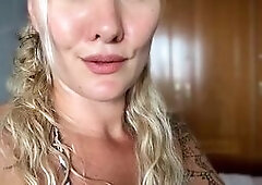 Blonde in Blue Tease & Toy Play
