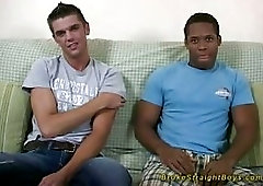 Interracial Guy Blowing, Whacking Off & Cumming