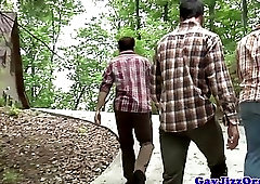 Escaped twink anal fucked before bukkake from jock