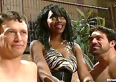 Goddess has two studs for strap on bondage