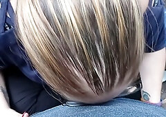 Redhead sucks dick, sloppy deepthroat, messy blowjob