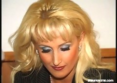 Hot blonde pornstar with natural boobs Zora Banx strips and shows off on a camera