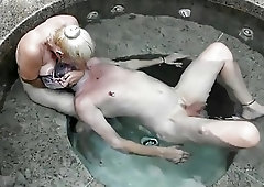 Getting her head submerged in the pool by her mistress