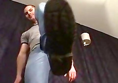 Sexy hunk teases with a foot show