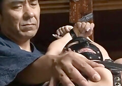 hard bondaged,nose hooked,face masked mature lady