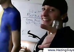 Teens start body contact games at the corridors