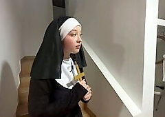 Scary Nun: Excited Nun Can't Resist the Masked Stranger in the Church