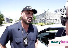 Ass trans honey barebacked by cop after showing off bigass