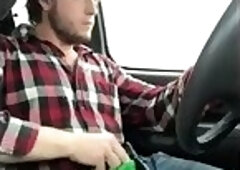 Jerking cock while driving in my car