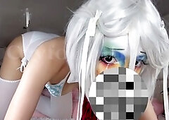 Clown, hot lingerie, girl masturbating