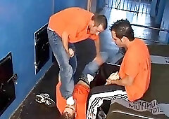 Prison boys feet licking & jizzing