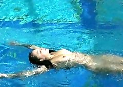 Taking weird poses underwater lovely amateur chick looks nice
