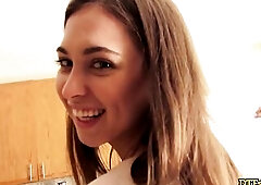 DTFSluts - Excited Wench Riley Reid Bangs James Deen in the Kitchen