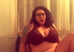 big beautiful woman Smokes a Bowl then Shoves 2 Toys in her Snatch