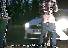 Wife is playing with a stranger in backseat during the time that her cuckold spouse is driving