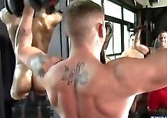 Muscle twink flip flop with facial