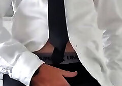 hot suit and tie DILF jerking his sexy cock