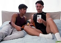 Enzo Muller and Luca Knight pull up the video and start watching it together