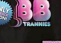 Golden-Haired tgirl superstar barebacked