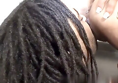 Tattooed dreadlocked Don Whoe devours curvy ebony pornstar Italia Blue in steamy kitchen encounter