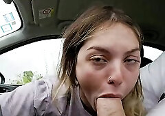 My dude gives me a car and I thank him with the superlatively good oral sex right there in the street - POV