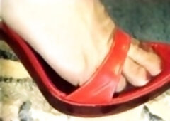 Lonely housewife invites a pooling man over for some sinful fucking on the sofa