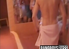 Sexy jocks cum feeding after cock sucking raw shower orgy