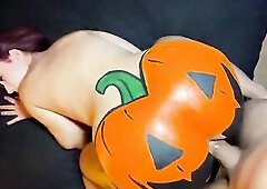 THE EXOTIC - Large Butt Halloween Pumpkin Gets Anal Creampie