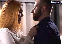 Fiery redhead transgender babe rides her lover bareback until he shoots his load