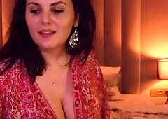 Busty brunette sucks and licks big cock in a close up