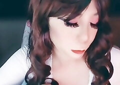 Exotic tranny in sexy bathing suit eager for gangbang action