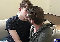 Cute twink gets homesick and gets anal fucked by old stepuncle