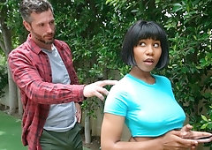 Short-haired ebony Jenna Foxx pleases her lovely white friend