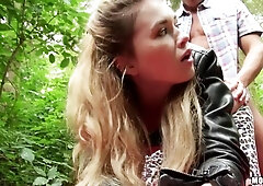 Beautiful sex in the forest with a hot blonde Misha Cross