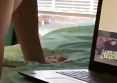 Window Exhibitionist Slutty T girlgirl Fucks her Ass Ha