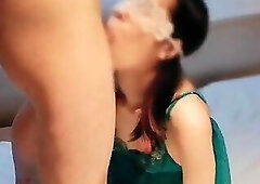 Cute slender married woman in sexy green lingerie gives her boyfriend's young penis a. Home made