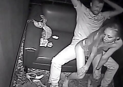 Skinny Blonde Stripper Grinds Lucky Dude