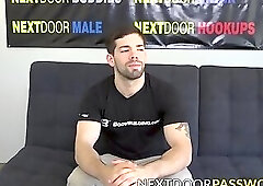 Solo hunk Julian Brady strokes cock after interview