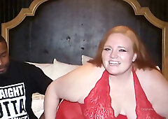 Redheaded BBW enjoys intense interracial session with a BBC