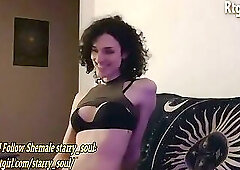 slim canadian trans babe in black lingerie strokes her small cock on webcam