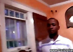 Ebony college teen sucks cock