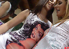 Hugetits stunner flashes off her awesome body