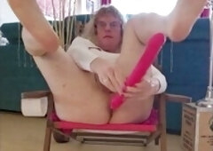 Ts Lilly Sophie takes big dildos to her ass until she cums