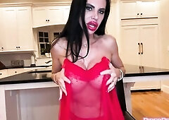 Large Boobs mother I'd like to fuck Piper Cram Hot Red Sheer Erotic