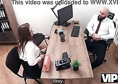 VIP4K. A Porn Model with Massive Melons gets banged in the Office after a Loan officer appreciated her talents