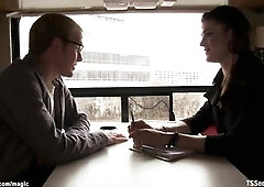 Hawt local tranny Kimberly Kills invites herself in the camper of impressive Ned Mayhem and pretty soon after with large ramrod anal screws him