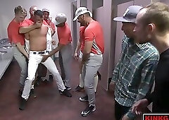 Poor bound dude gets a BASEBALL BAT up his ass!