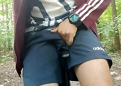 Handsome guy, outdoors, draining