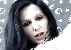 Katja is sexy - very sexy! Red mini costume, Roman sandals with high heels and ebony lace underware - anything brings out the sharp curves of the dark